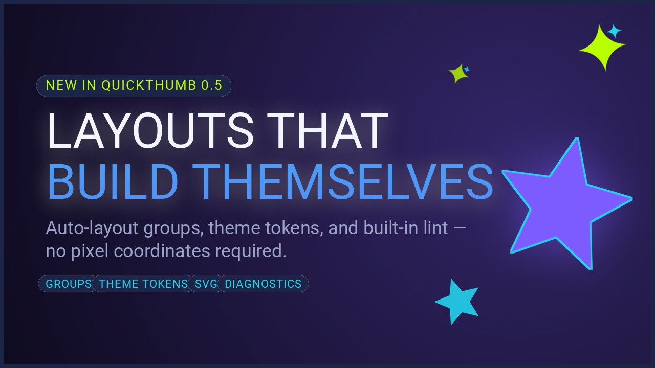 Launch announcement card generated from a quickthumb JSON spec